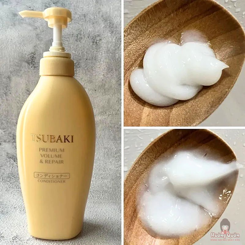 ﻿Dầu xả Tsubaki Premium phục hồi & bồng bềnh tóc 450ml (vàng)