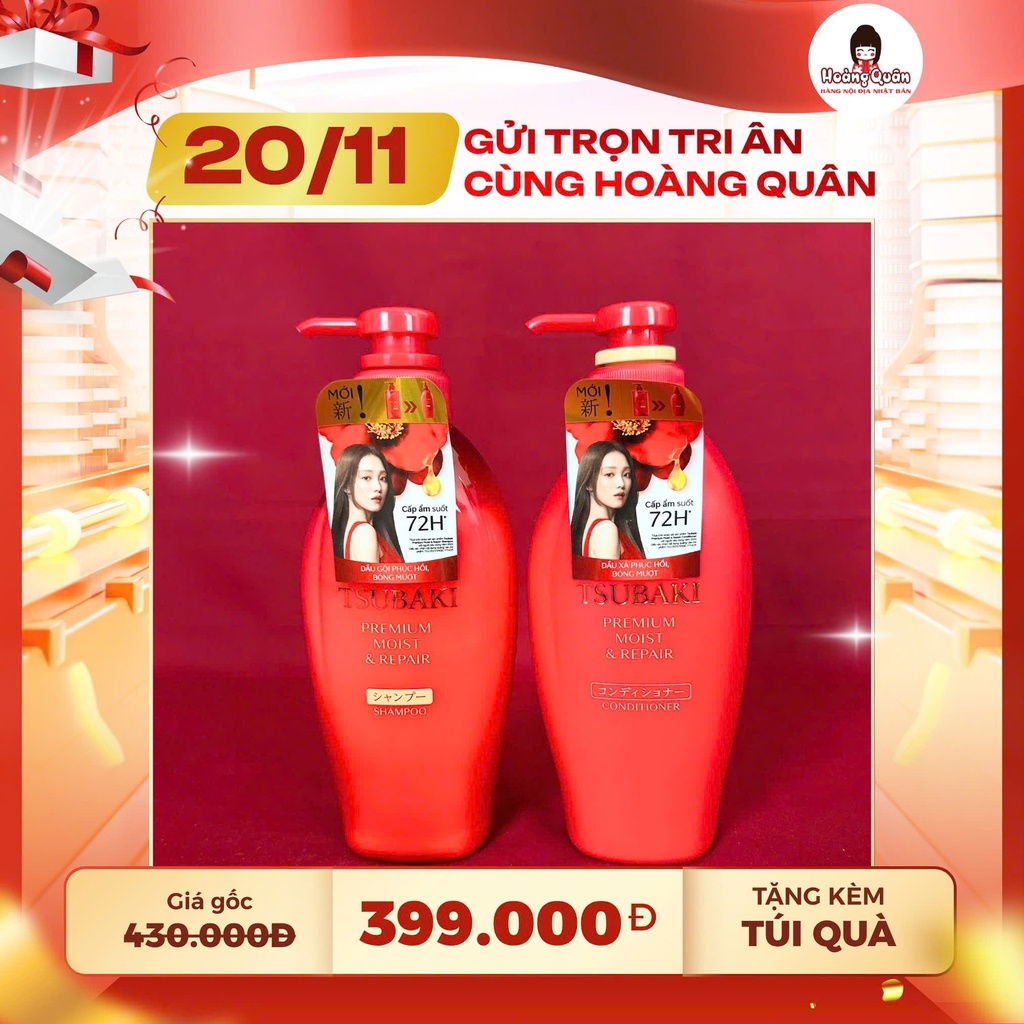 Combo 28 - Cặp Dầu Gội & Dầu Xả Tsubaki Đỏ