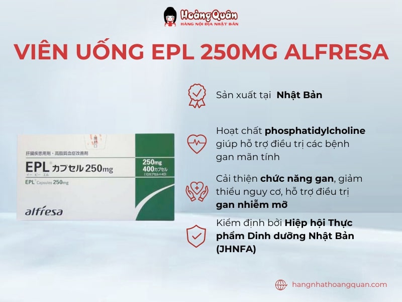 Viên uống hỗ trợ gan nhiễm mỡ EPL 250mg Alfresa