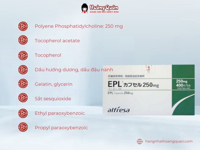 Thành phần Viên uống hỗ trợ gan nhiễm mỡ EPL 250mg Alfresa