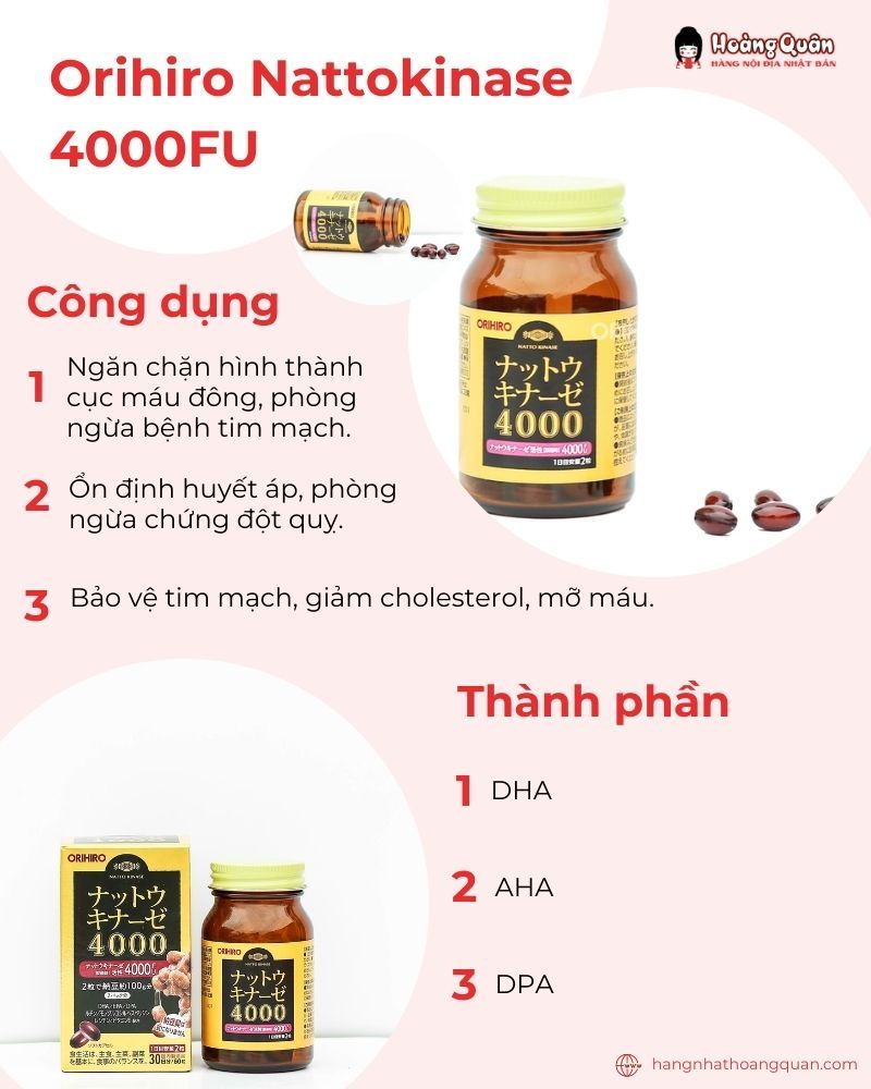 Thuốc bổ não của Nhật Orihiro Nattokinase 4000FU