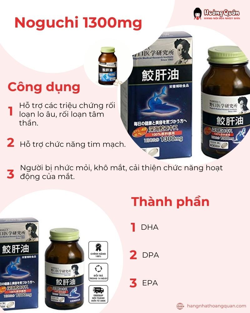 Viên uống Noguchi 1300mg dầu gan cá