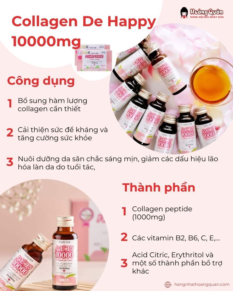 Collagen De Happy dạng nước của Nhật với hương vị thơm ngon