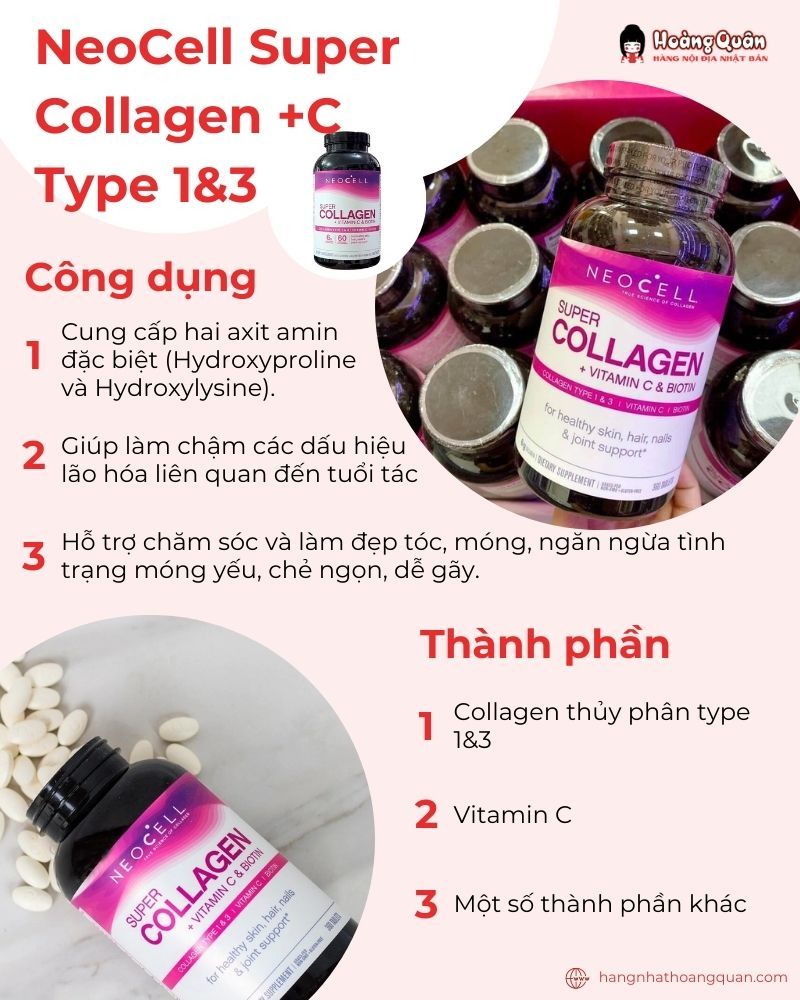 NeoCell Super Collagen +C Type 1&3 của Mỹ