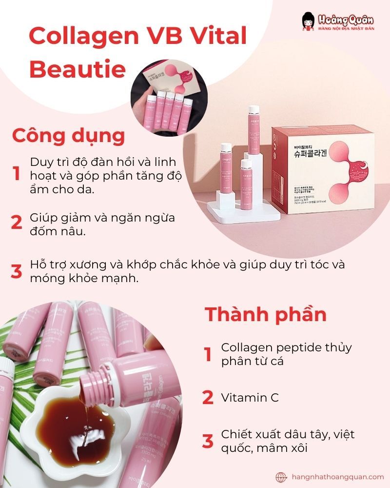 Nước uống Collagen VB Vital Beautie Hàn Quốc với bao bì thu hút