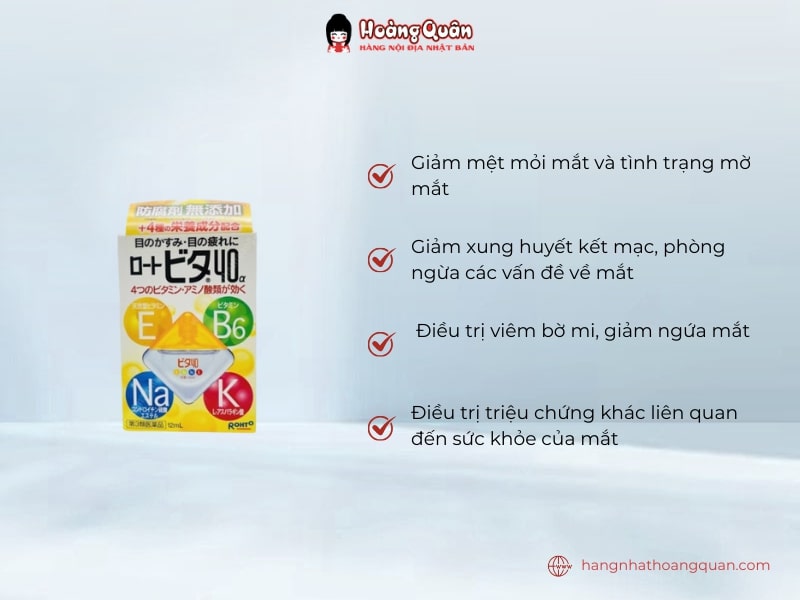 Công dụng của Thuốc nhỏ mắt Rohto vàng 12ml