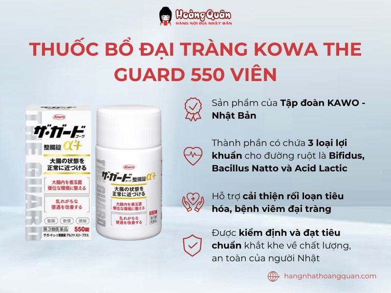 Thuốc bổ đại tràng Kowa The Guard 550 viên giúp hỗ trợ hệ tiêu hóa khỏe mạnh