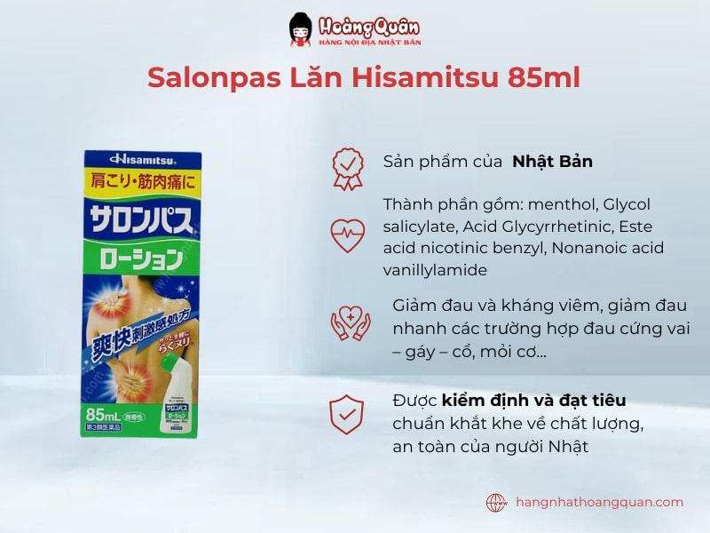 Salonpas lăn Hisamitsu 85ml cực kỳ được ưa chuộng tại Nhật Bản và nhiều nước trên thế giới