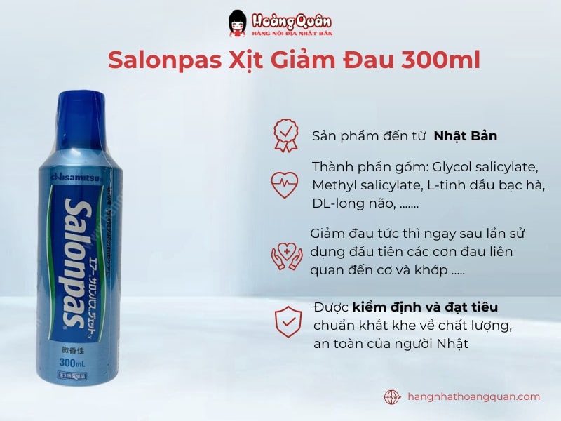 Salonpas xịt giảm đau 300ml với thiết kế giúp người dùng dễ dàng sử dụng