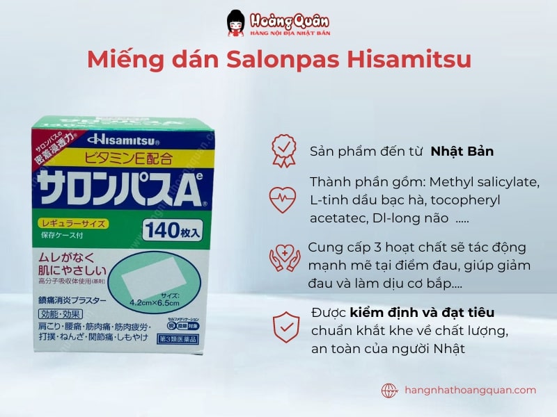 Miếng dán Salonpas Hisamitsu 140 miếng cực kỳ được ưa chuộng tại Nhật Bản và nhiều nước trên thế giới