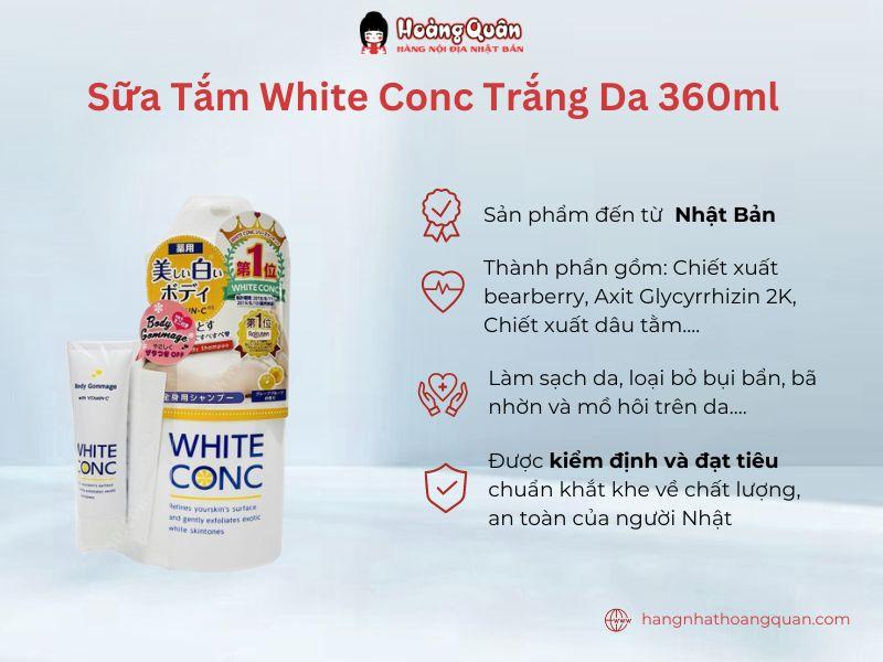 Sữa tắm White Conc trắng da 360ml chứa hàm lượng vitamin C lớn