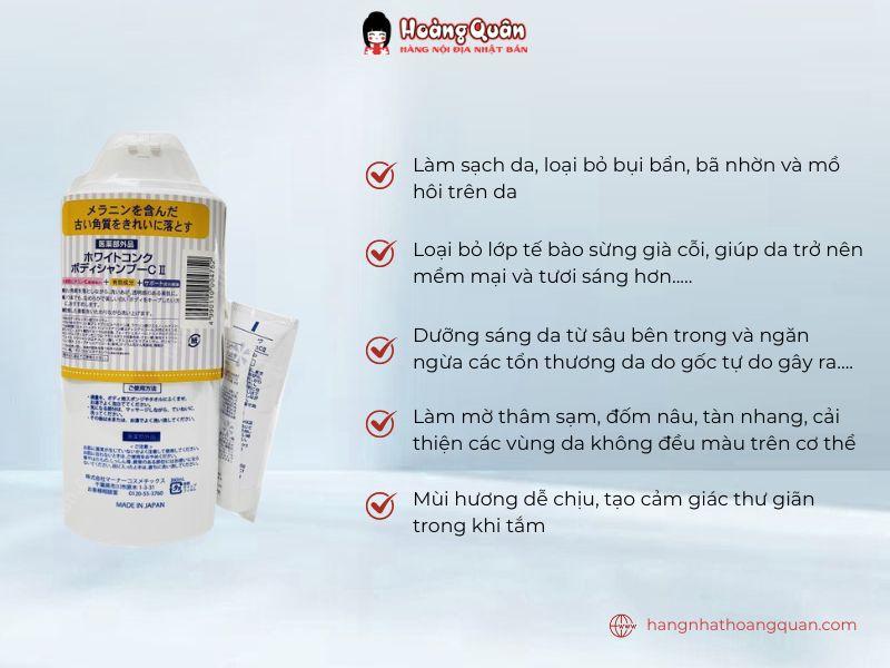 Công dụng sữa tắm White Conc trắng da 360ml