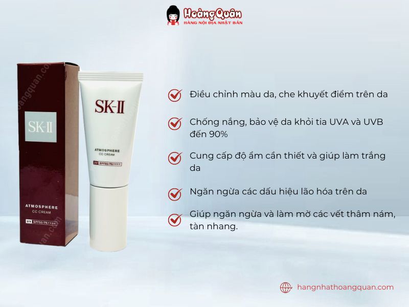 Công dụng Kem nền chống nắng SKII Atmosphere CC Cream SPF50/PA ++++