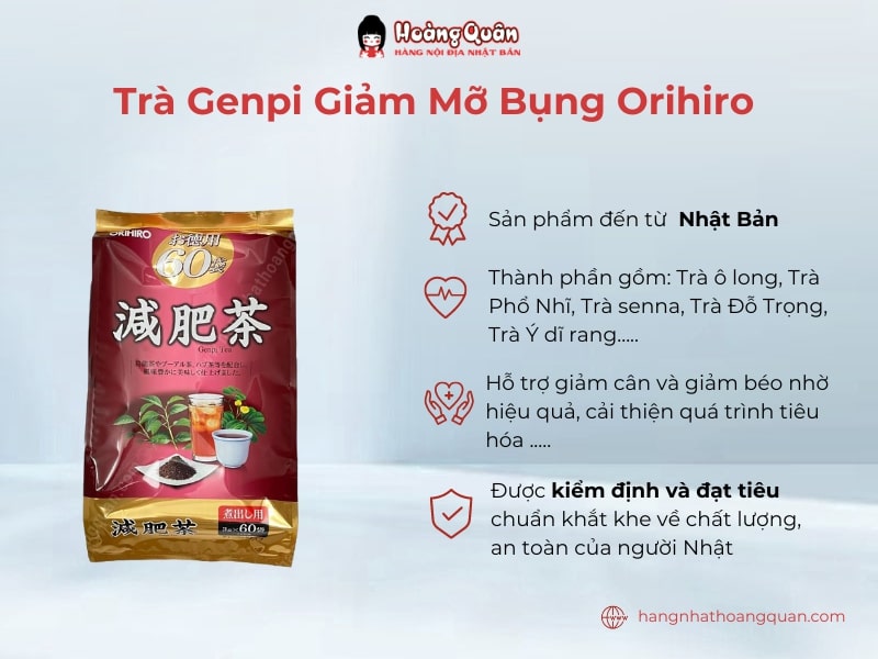 Trà Genpi giảm mỡ bụng Orihiro 180g dạng túi lọc dễ sử dụng