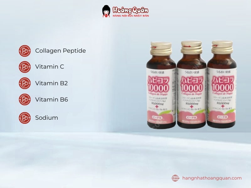 Nước uống Collagen De Happy 10.000mg (Hộp 10 chai x 50ml) chứa đến 10,000 mg Collagen Peptide từ cá biển