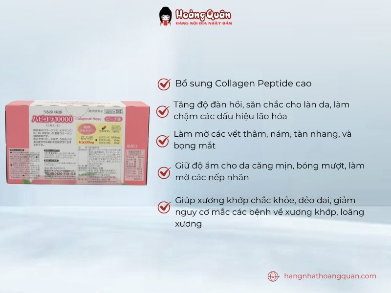 Công dụng Nước uống Collagen De Happy 10.000mg