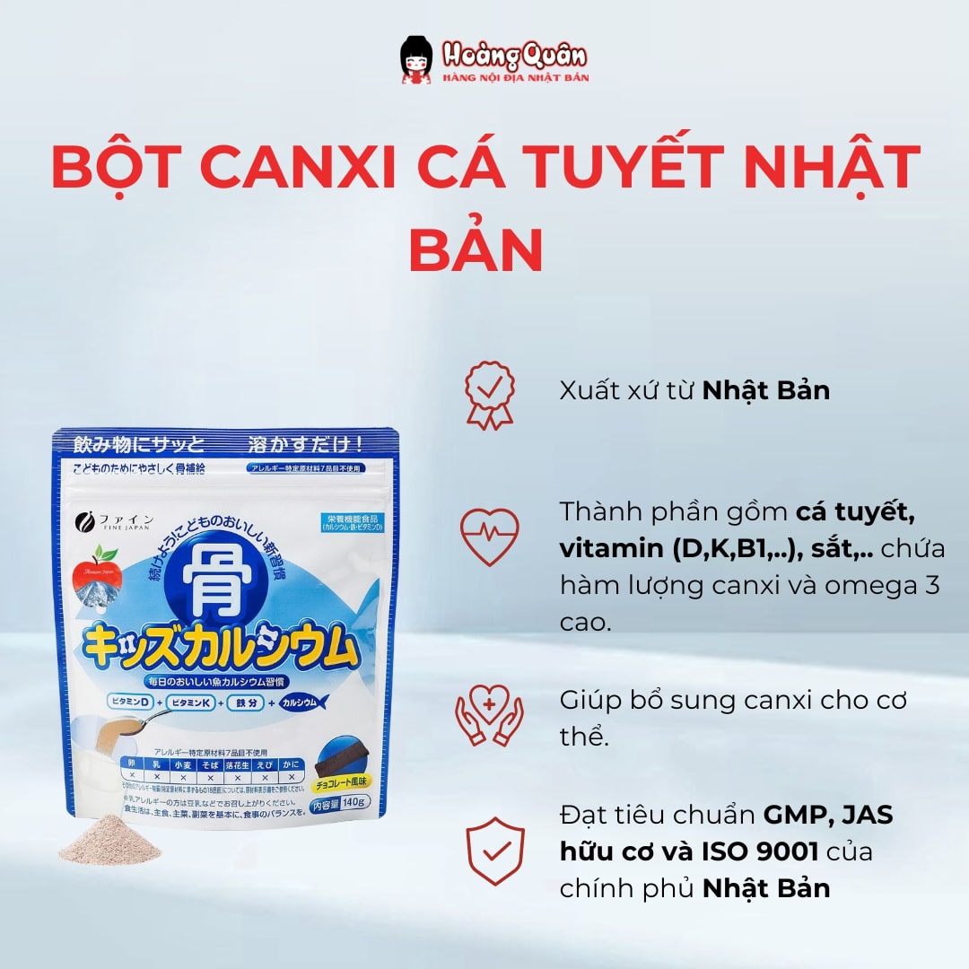 Cong dung Bột Canxi Cá Tuyết Fine Japan 140g