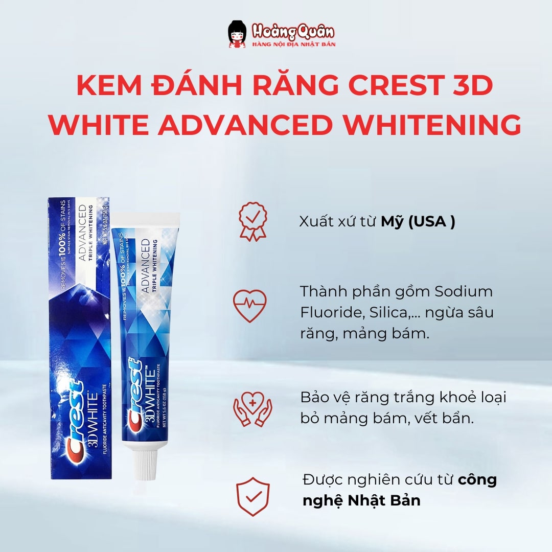 Kem Đánh Răng Crest 3D White Advanced Whitening 147g