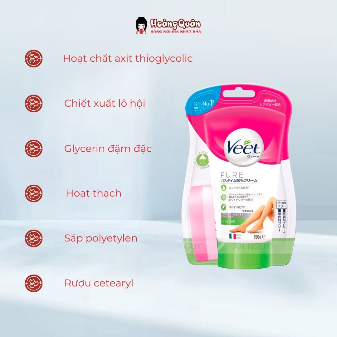 Thành phần Kem Tẩy Lông Veet Pure 150g (Xanh Lá)