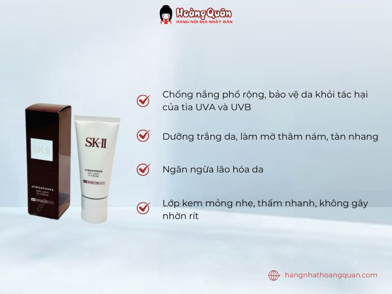 Kem Chống Nắng SK-II Atmosphere Airy Light UV Cream bảo vệ da dưới tác động mặt trời