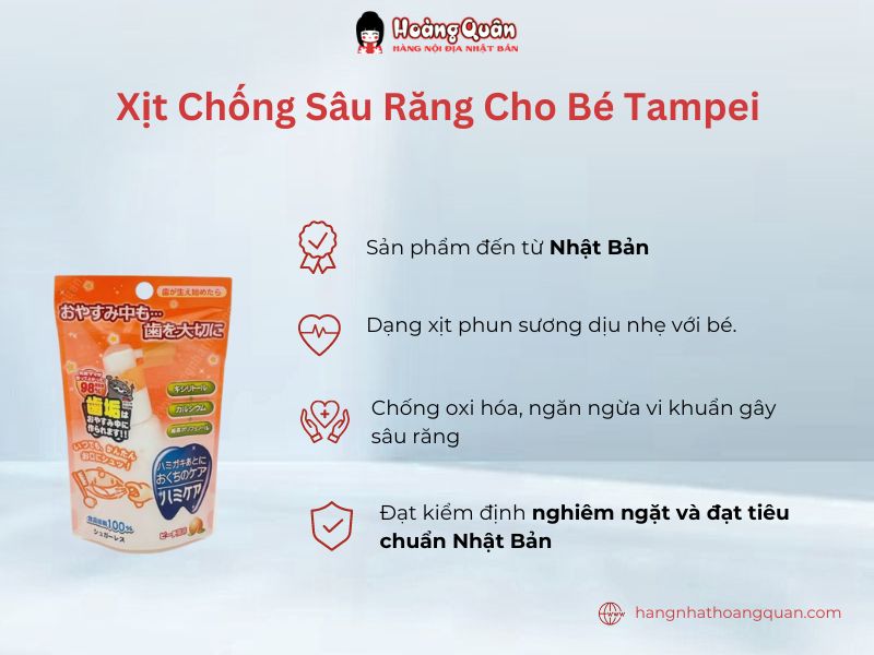 Xịt Chống Sâu Răng Cho Bé Tampei thân thiện với trẻ trên 18 tháng tuổi