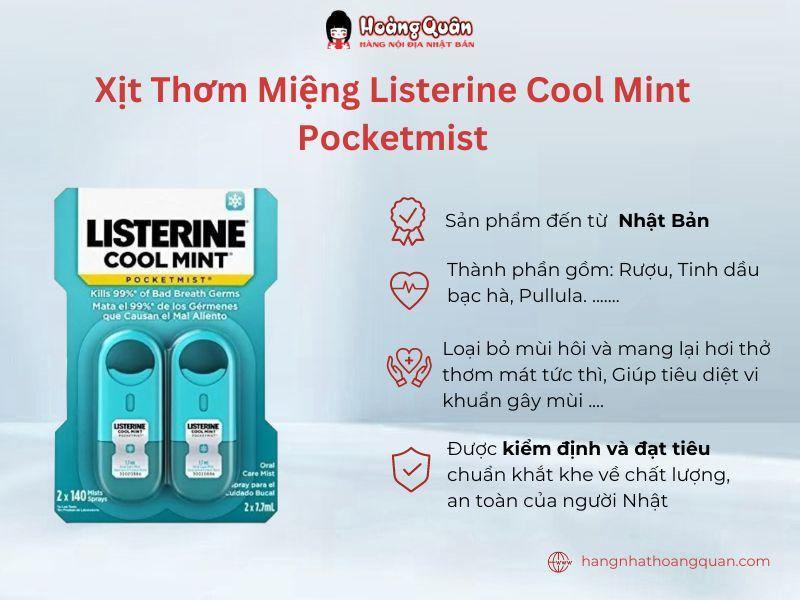 Xịt thơm miệng Listerine Cool Mint Pocketmist đến từ thương hiệu uy tín của Mỹ