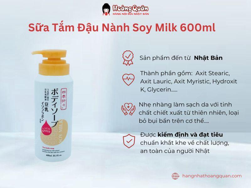 Sữa tắm đậu nành Soy Milk 600ml phù hợp với mọi làn da