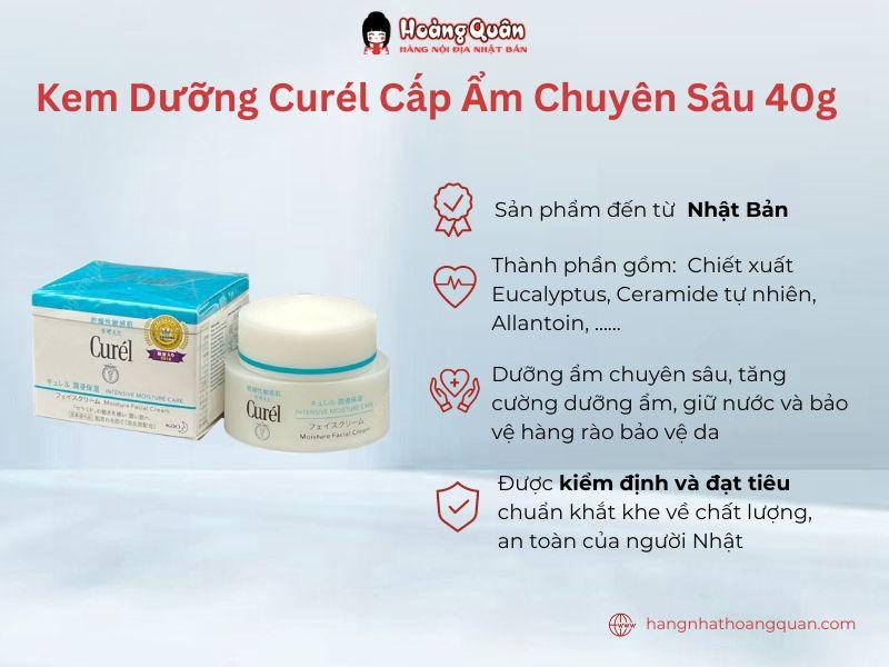 Kem dưỡng Curél cấp ẩm chuyên sâu 40g có công thức chuyên sâu dịu nhẹ cho da nhạy cảm