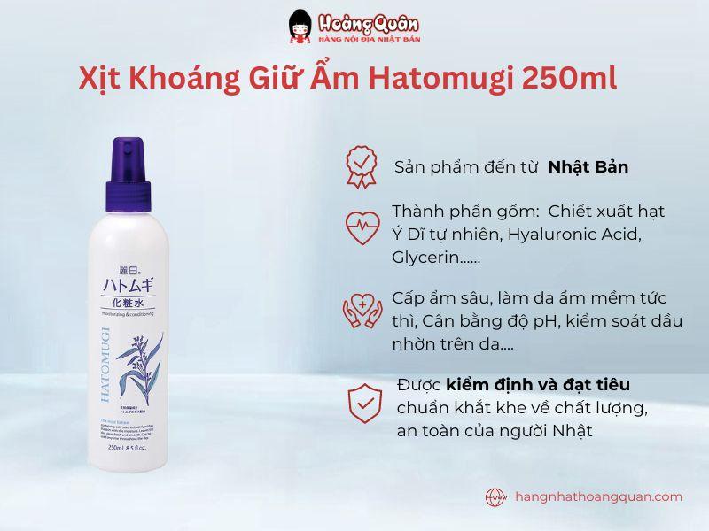 Xịt khoáng giữ ẩm Hatomugi 250ml có thành phần chính là chiết xuất hạt ý dĩ