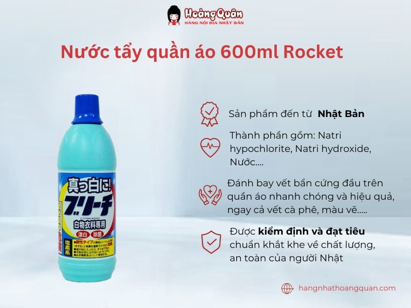 Nước tẩy quần áo 600ml Rocket