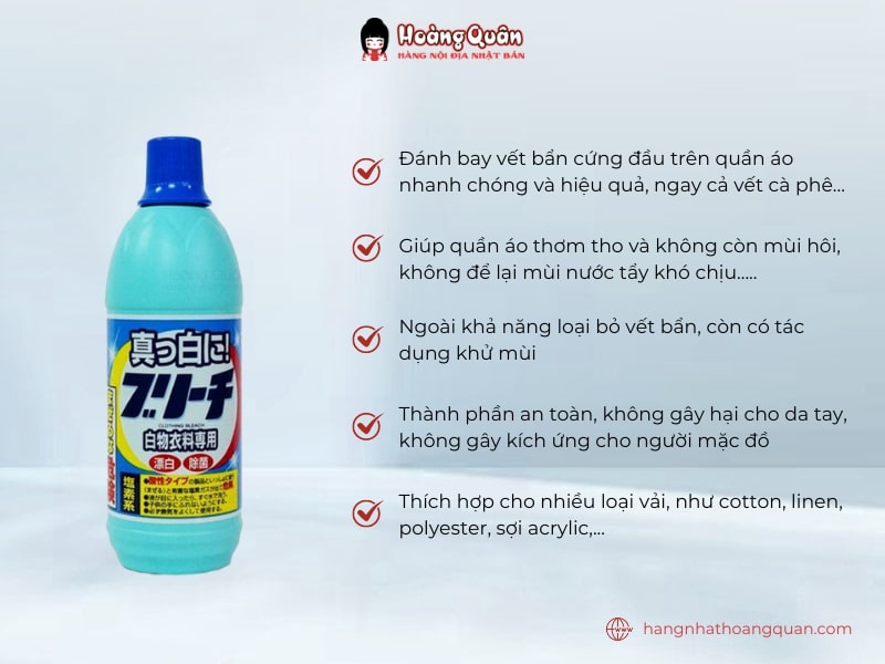 Công dụng nước tẩy quần áo 600ml