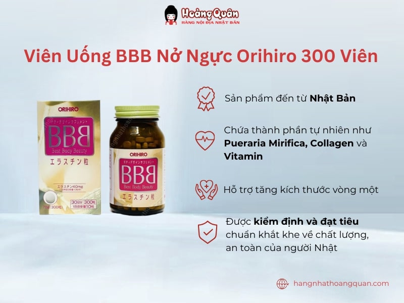 Viên uống BBB nở ngực Orihiro 300 viên