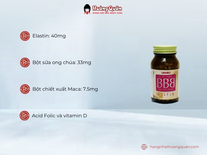 Thành phần Viên uống BBB nở ngực Orihiro 300 viên