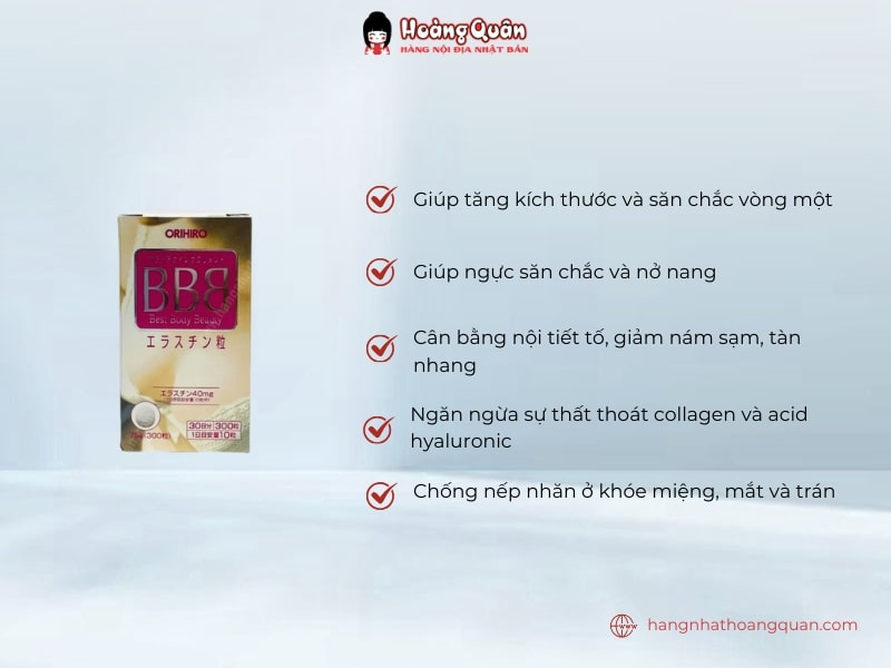 Công dụng Viên uống BBB nở ngực Orihiro 300 viên
