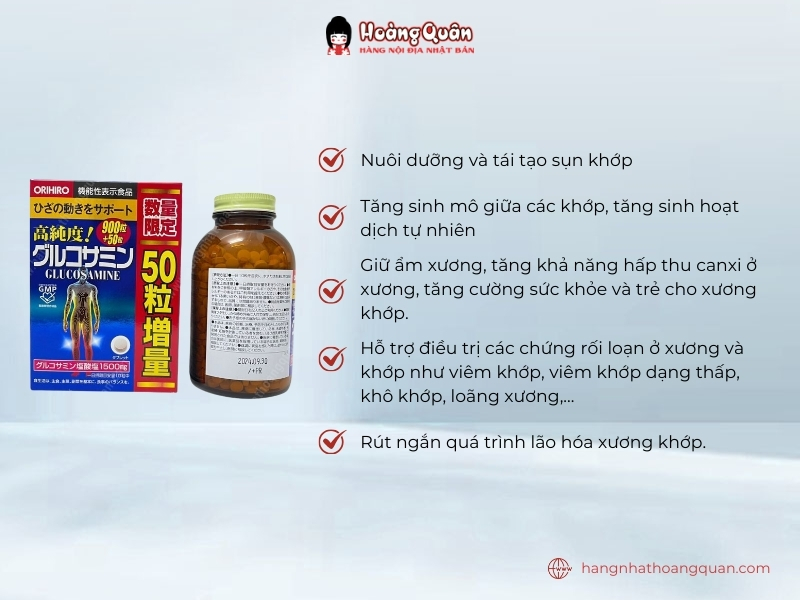 Glucosamine Orihiro tăng cường sức khỏe xương khớp tổng thể