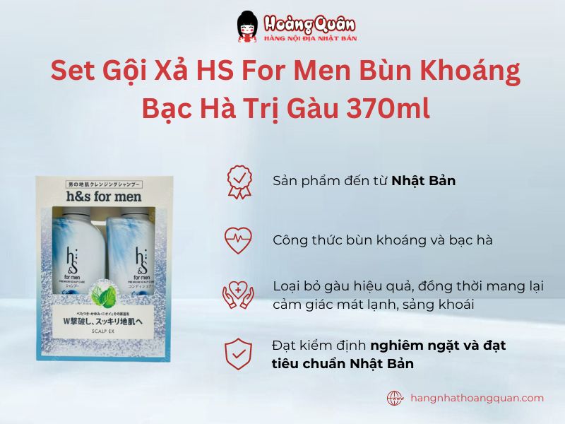 Set Gội Xả HS For Men Bùn Khoáng Bạc Hà