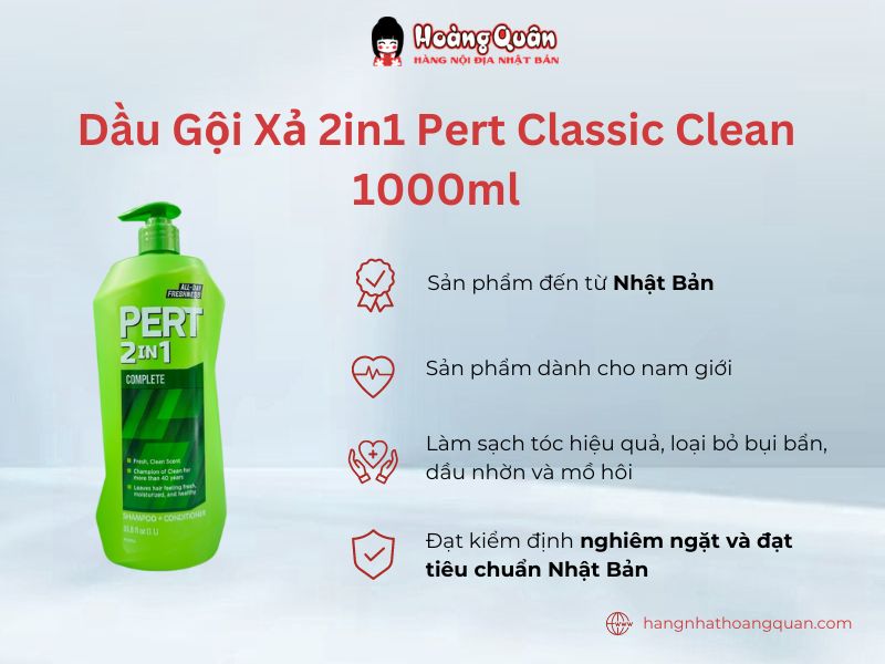 Dầu Gội Xả 2in1 Pert Classic Clean