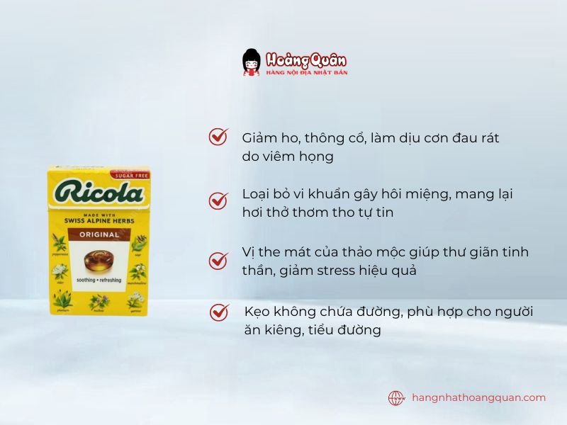 Kẹo Thảo Mộc Ricola 40g có nhiều công dụng