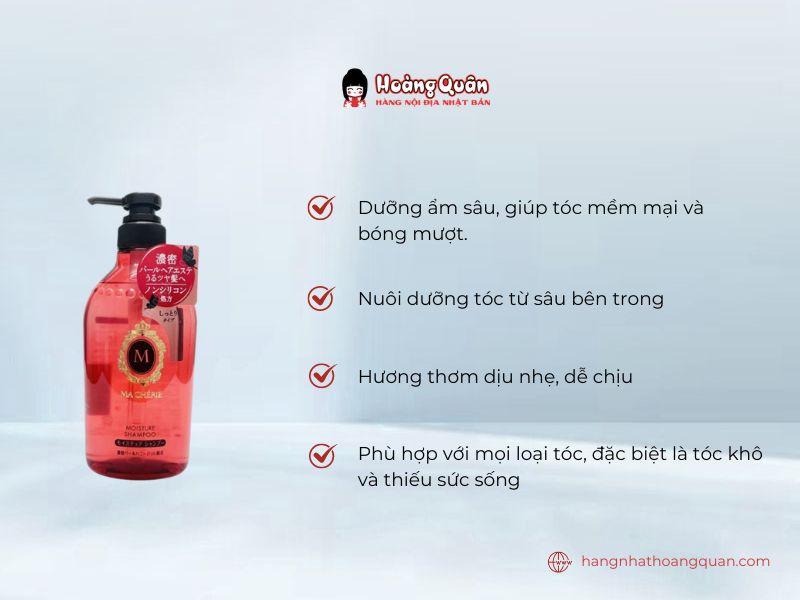 Dầu Gội Macherie Moisture 450ml phù hợp với tóc khô, thiếu sức sống