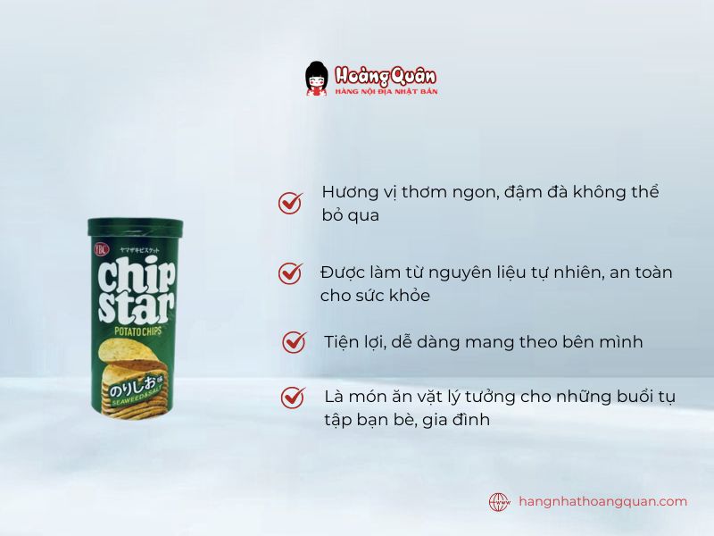 Snack Khoai Tây YBC Chip Star Vị Rong Biển 45g là món ăn vặt lý tưởng