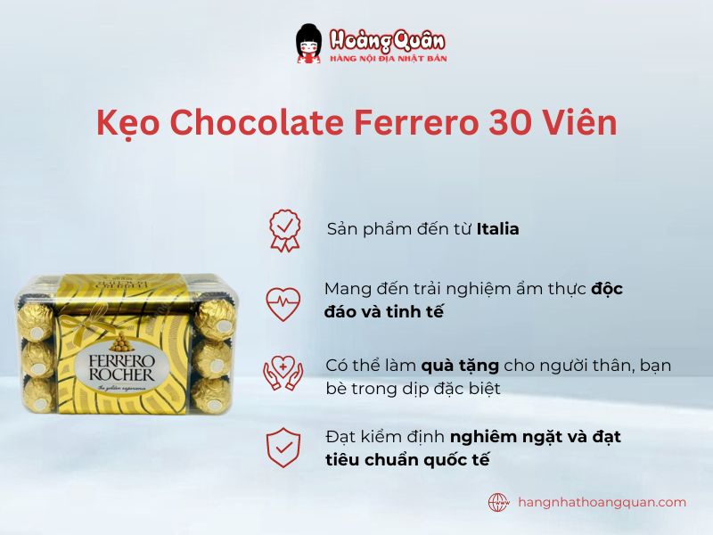 Kẹo Socola Ferrero Rocher 30 Viên có hương vị thơm ngon, độc đáo