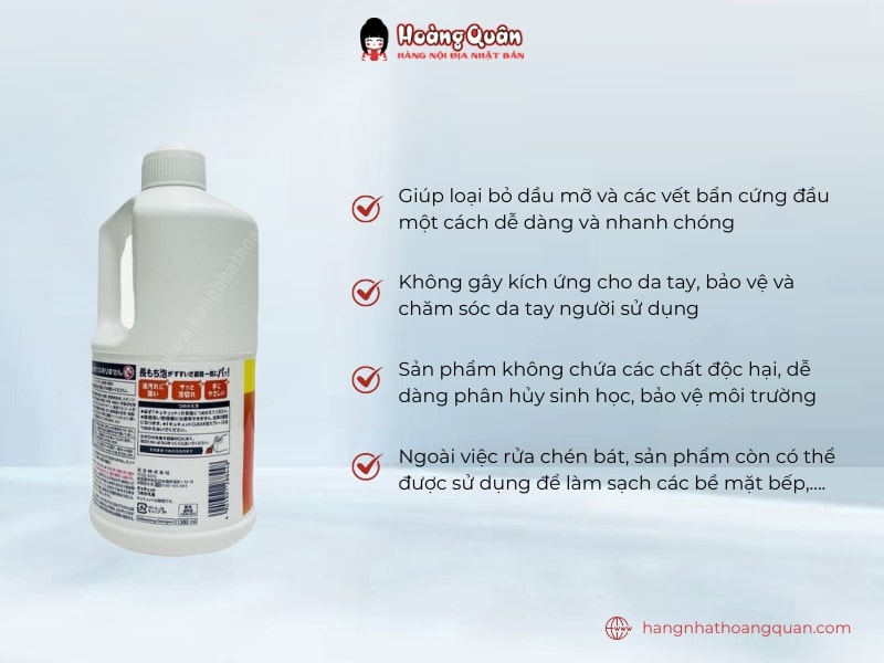 Nước rửa chén Kao hương cam 1380ml giúp dụng cụ nhà bếp luôn sạch thơm, sáng bóng