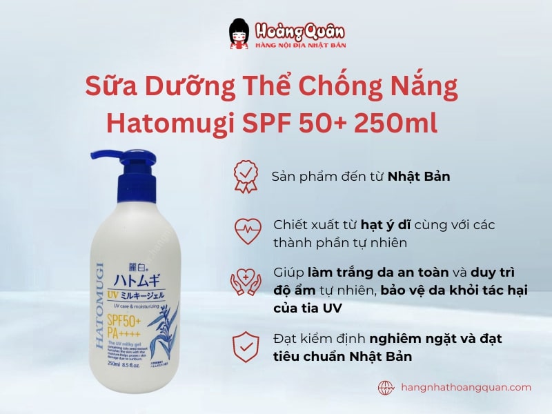 Sữa Dưỡng Thể Chống Nắng Hatomugi SPF 50+ 250ml