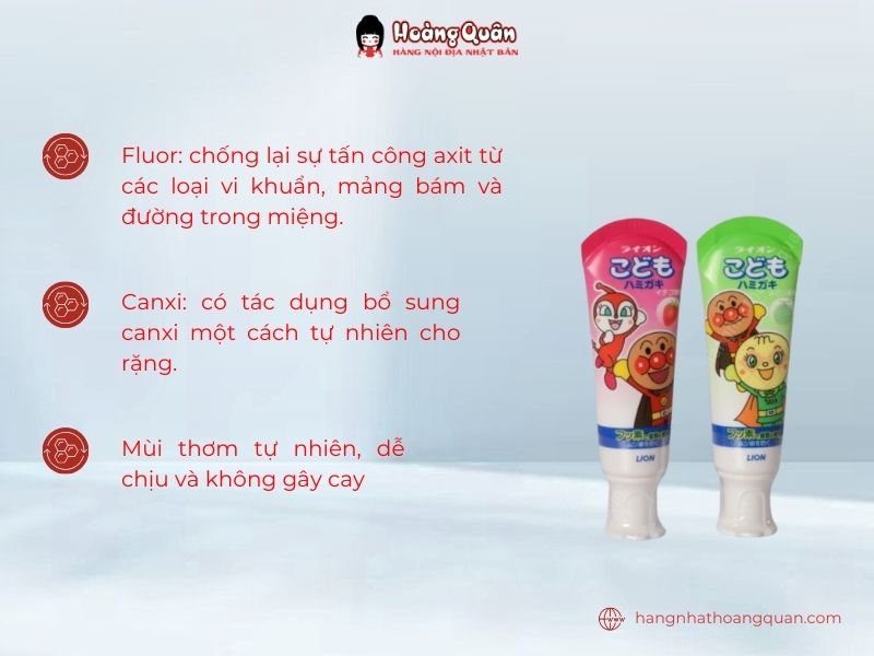 Thành phần Kem đánh răng em bé Lion