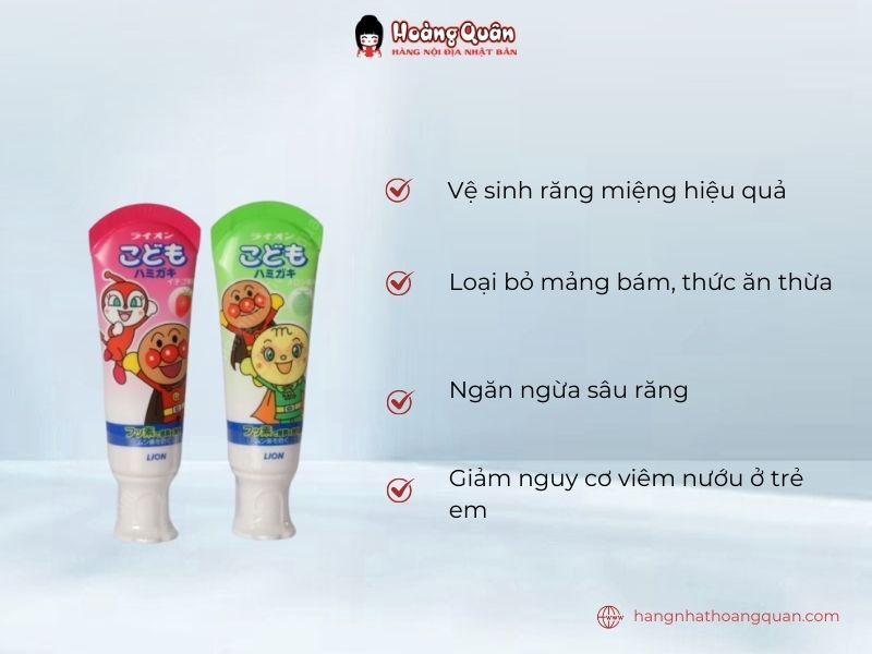 Công dụng Kem đánh răng em bé Lion