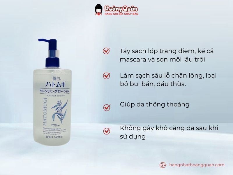 Công dụng nước tẩy trang Hatomugi Cleansing Pose Clear