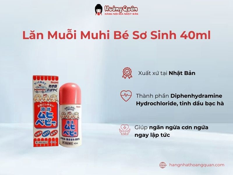 Lăn Muỗi Muhi Bé Sơ Sinh 40ml