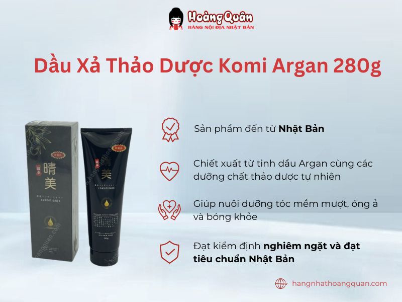 Dầu Xả Thảo Dược Komi Argan 280g phù hợp với tóc đã nhuộm, uốn