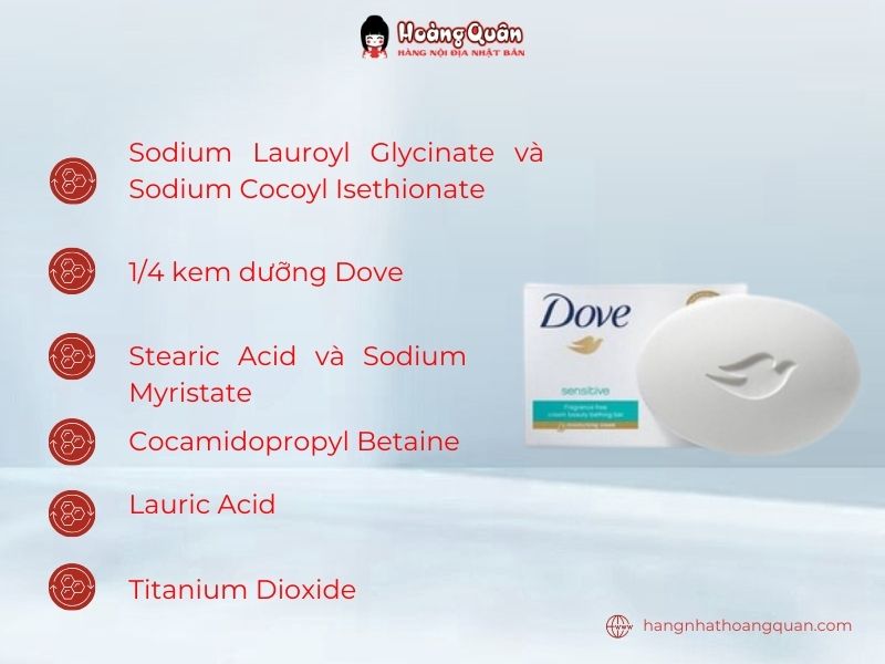 Thành phần Xà bông cục Dove Sensitive Skin