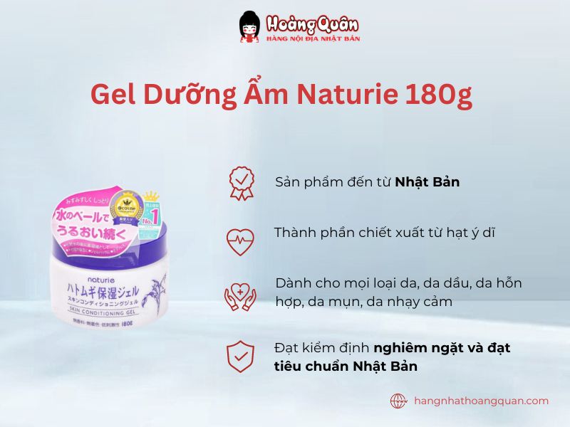 Gel Dưỡng Ẩm Naturie 180g dành cho mọi loại da